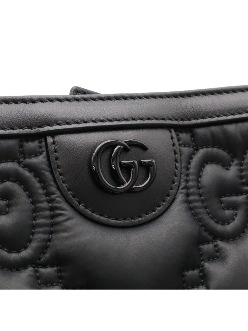 Gucci GG Matelasse Tote Large Shoulder Bag Nylon Leather Black